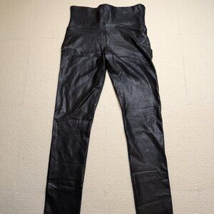 Spanx black faux leather shapewear leggings - Medium Tall